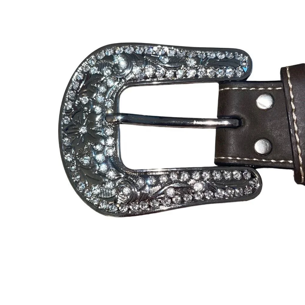 Blazin Roxx Womens Belt Size Medium Brown Aztec Design Bling Leather